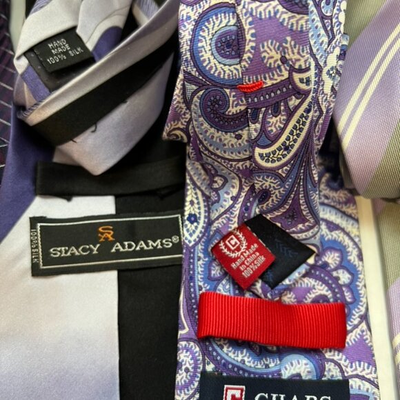 Vintage Lot of 8 Purple Silk Ties Valentino Countess Mara Chaps Stacy Adams - Picture 10 of 12